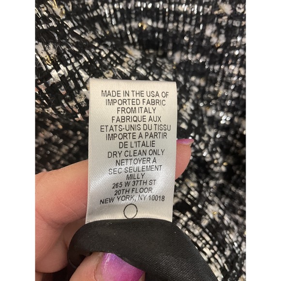 Milly of New York Black and Silver Tweed Knee Length Dress Size 6 - Picture 8 of 9